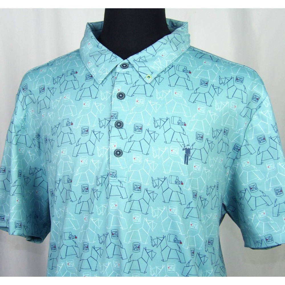 William Murray Short Sleeved Stretch Dog Print Performance Golf Shirt Men's XL - Picture 2 of 8